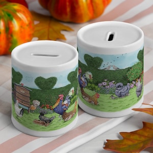 Ceramic Money Box &quot;Hidden Hearts&quot;, Chicken gifts, Garden gifts, Chicken merchandise, Piggy bank, , Honesty Box, Romantic gift
