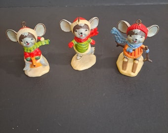 Vintage Mice Ornaments Hallmark Enesco Lustre Flame Gilmore Collection ...