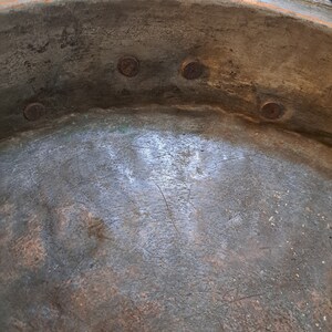Vintage long handle, hammered copper pan image 9