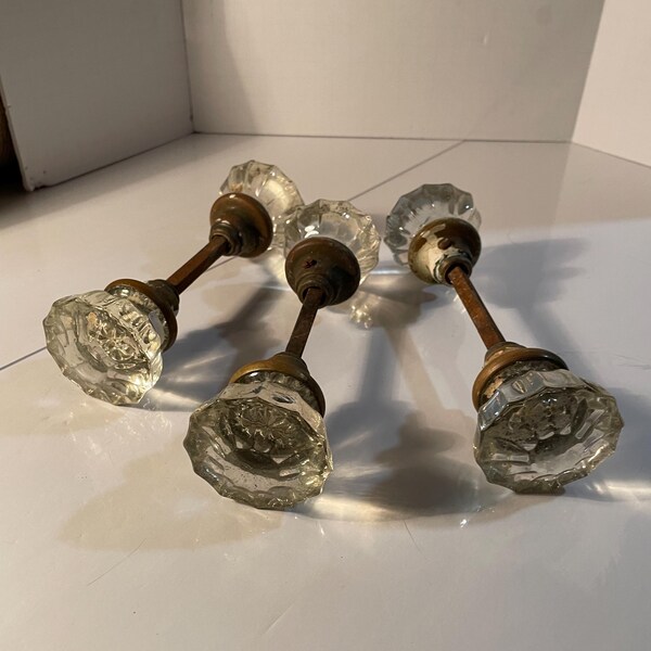 Vintage glass door knob full set