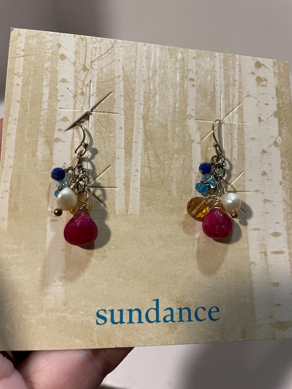 Sundance multi color stone dangling earrings - image 4
