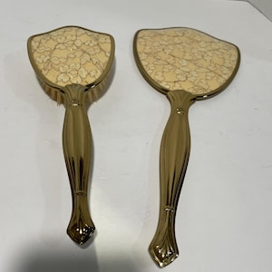 Gold tone Floral Brush/mirror set