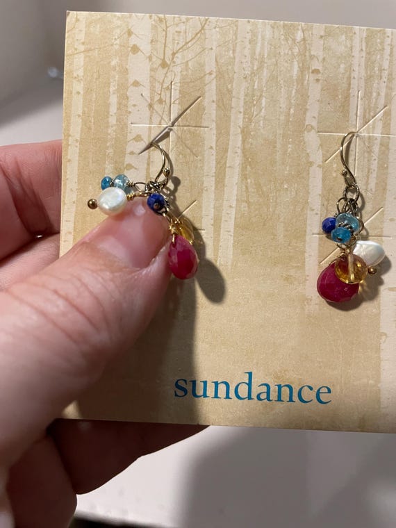 Sundance multi color stone dangling earrings - image 5