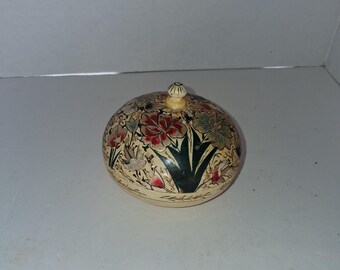 vintage paper mache covered trinket box