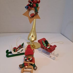 Vintage wood Christmas ornaments