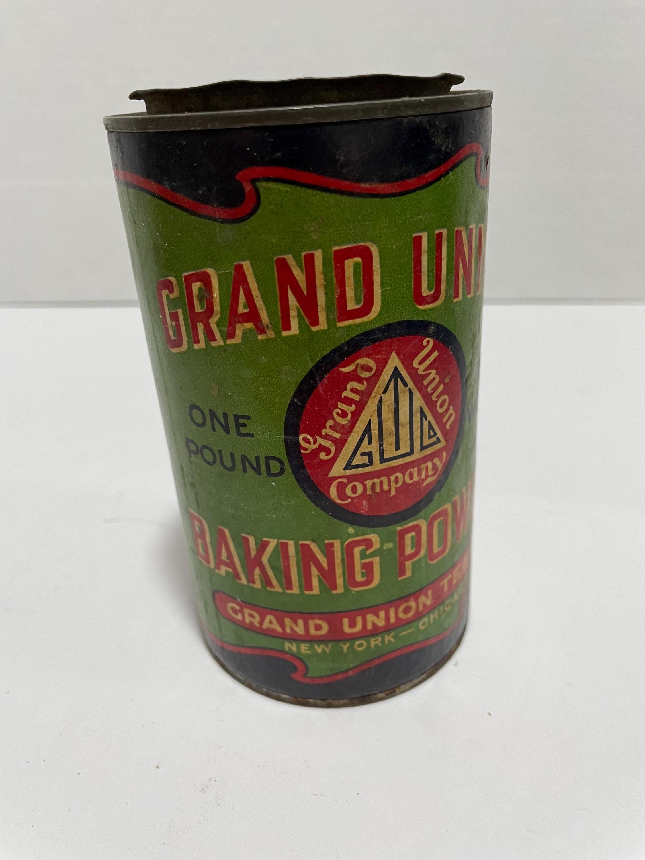 1900s アンティーク缶 Grand Union Baking Powder Grand Union Baking Powder Tin - Etsy