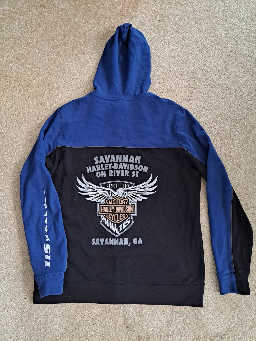 Harley-Davidson Men's Sentinel Zip-Up Hoodie - Charcoal Heather Cotton Blend Hoodie With H-D Graphics - View #10