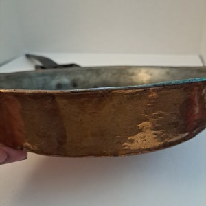 Vintage long handle, hammered copper pan image 7