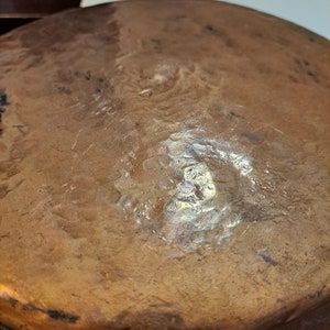 Vintage long handle, hammered copper pan image 10