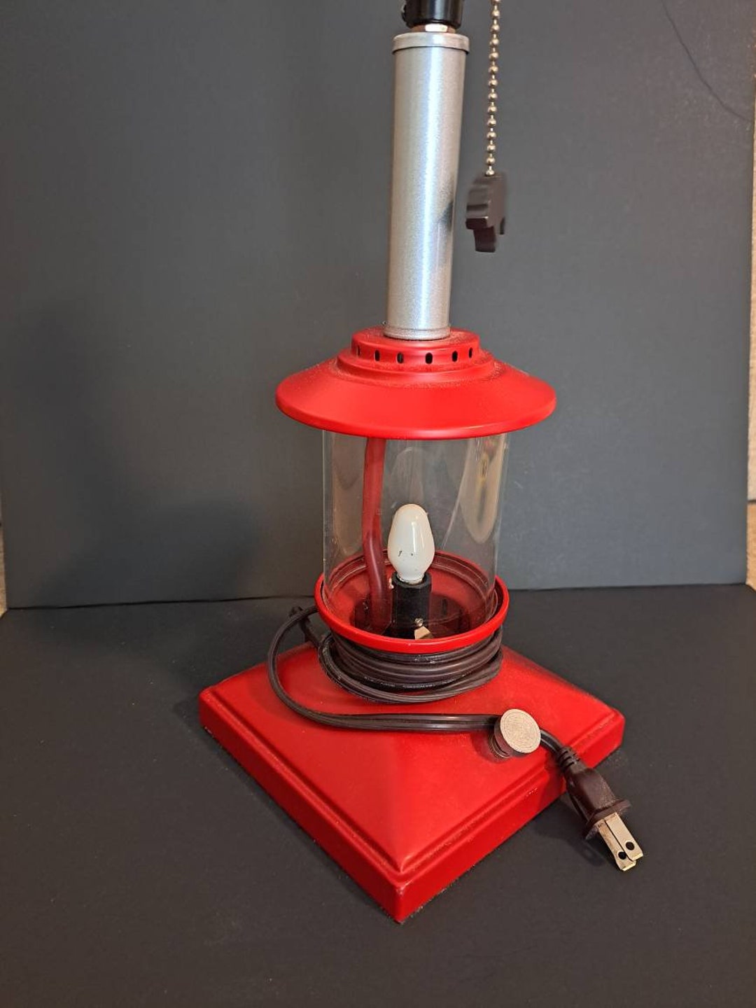 Red Camping Lantern Lamp Etsy