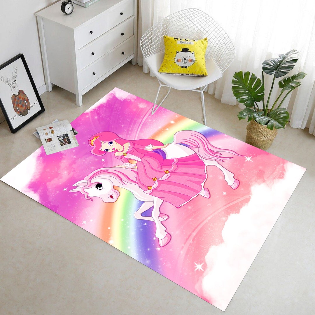 Pony Play Rug FC 783 Kids Rug Nursery Rugsoft Rug Washable Etsy