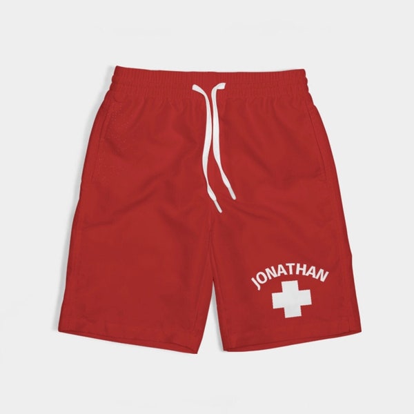 Kids Lifeguard Swim Trunks Etsy