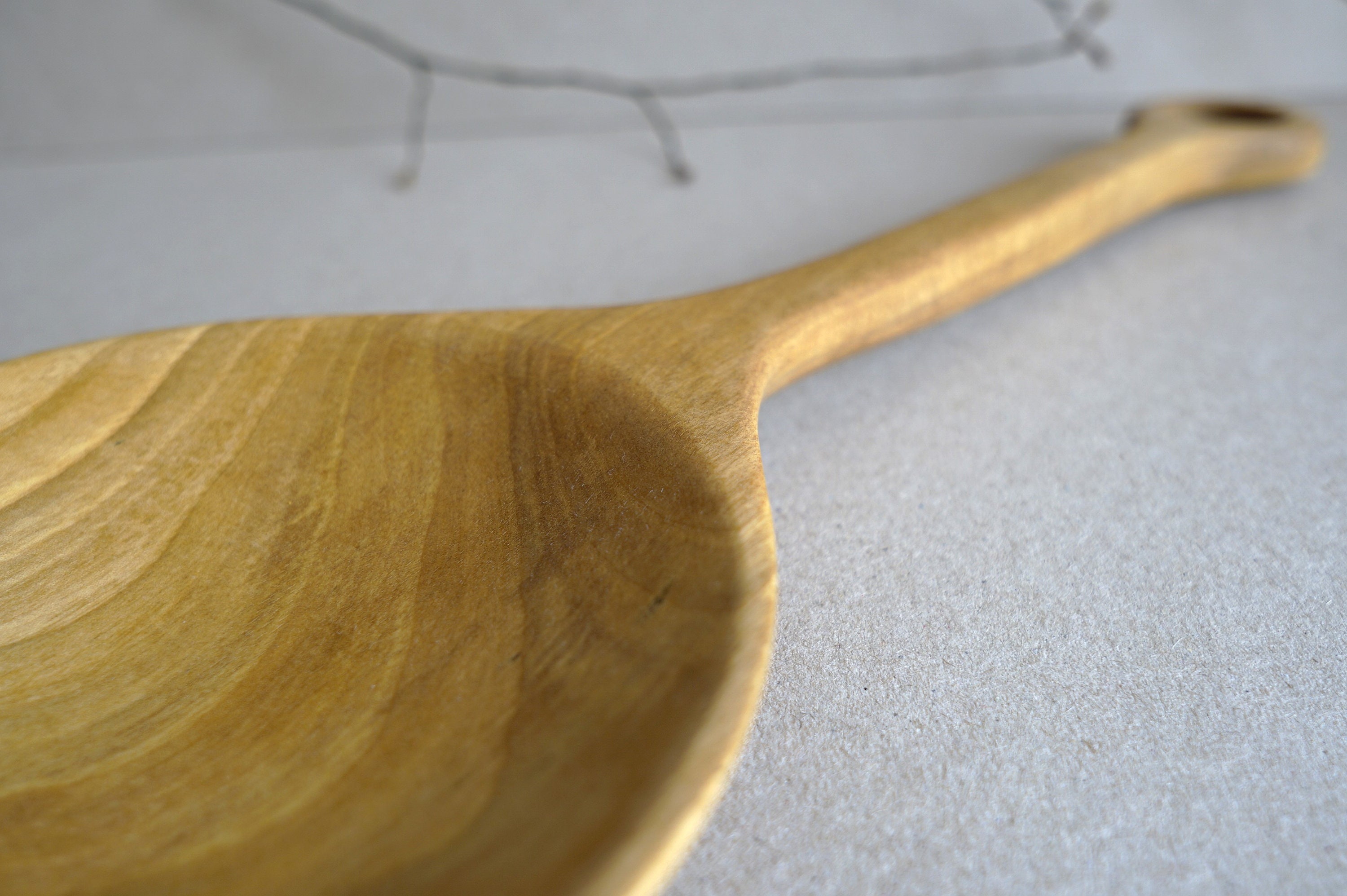 Large Walnut Spoon Wooden Ladle With Hole Carving Serving Etsy