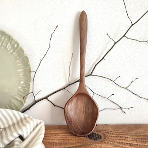 Handmade large wooden serving spoon  ladle carving serving utensils, handmade spoon for serving minimalist cooking spoon