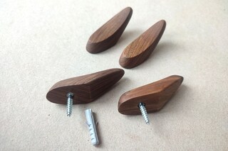 4 Ganci Da Parete In Legno Di Noce Evaliana, Design A Doppio Gancio, Moderni, Per Cappotti E Borse, Con Viti