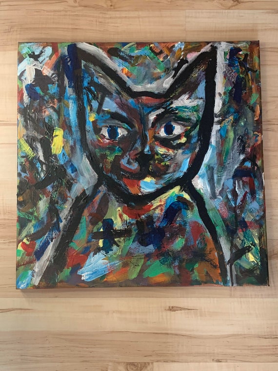 Original Cat Painting Etsy
