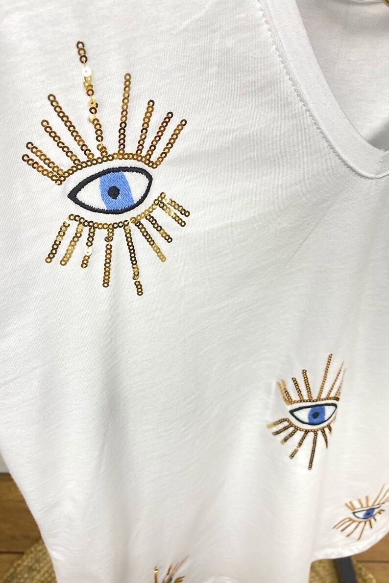 Women Evil Eye Tshirt, Evil Eye Shirt, Women Clothing, Evil Eye Sequin
