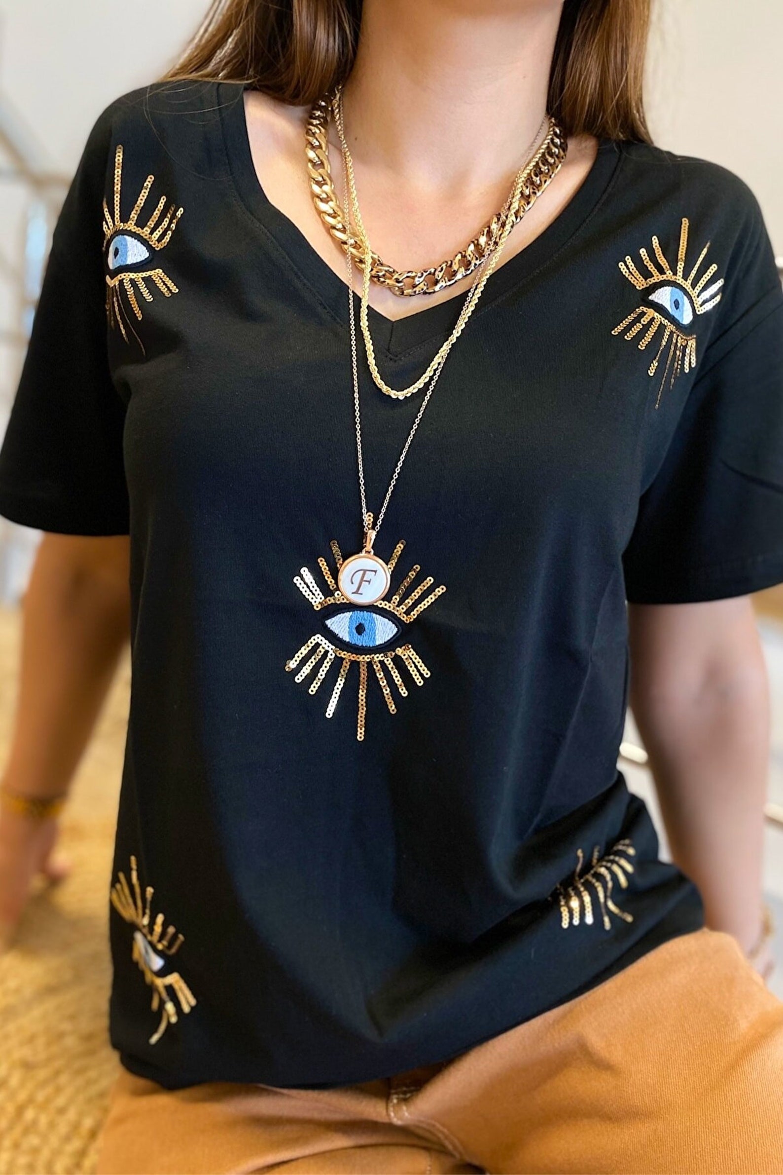 Women Evil Eye Tshirt, Evil Eye Shirt, Women Clothing, Evil Eye Sequin