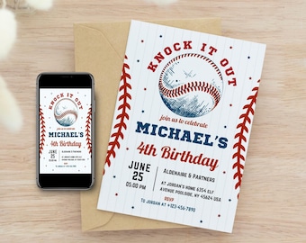 Bearbeitbare Baseball-Geburtstags-Einladungsvorlage, Baseball-Party-Einladung, Rookie des Jahres einladen, Sport-Geburtstag, Sofort-Download