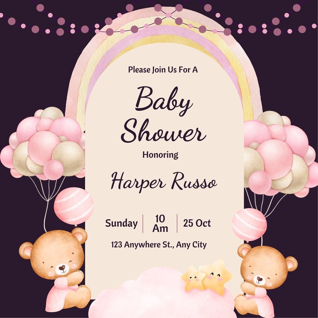 Baby Shower a Girl Template in Ms Word Etsy