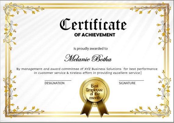 ms word award certificate template