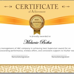 Best Supervisor Certificate of Achievement Certificate Template in Ms Best Supervisor Certificate of Achievement Certificate Template in Ms
