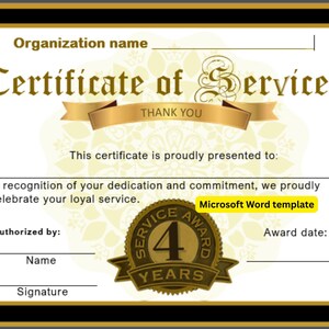 4 Years Loyalty Award • Minimal Gold-Frame Certificate image 1