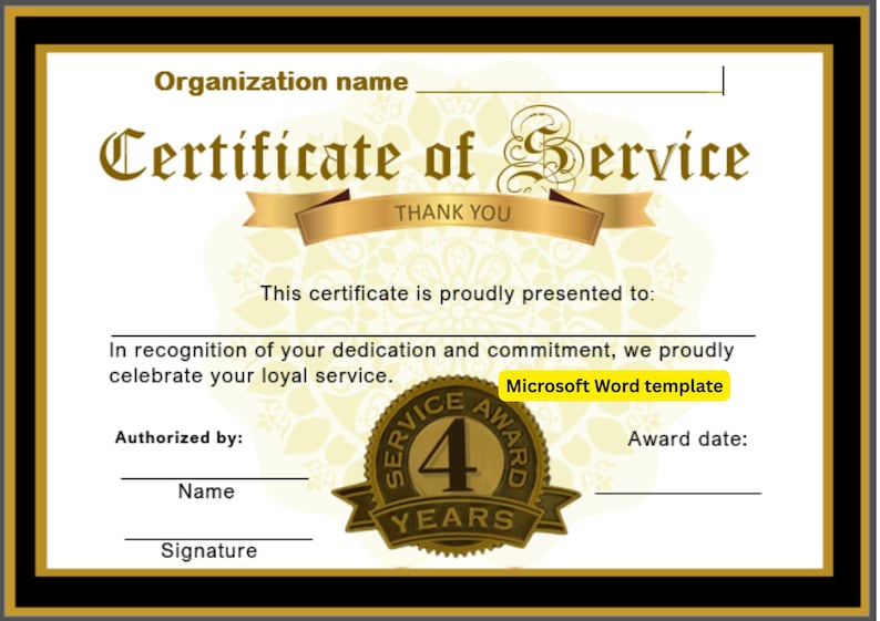 4 Years Loyalty Award • Minimal Gold-Frame Certificate image 1