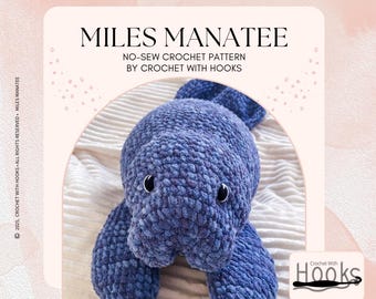 Patrón de crochet de manatí Miles, amigurumi sin costura (descarga digital)
