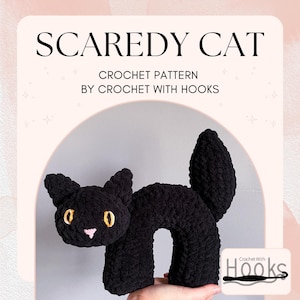 怖がり猫のかぎ針編みパターン - 編みぐるみパターン - ハロウィン猫 - 黒猫