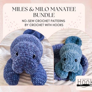 Miles & Milo Manatee Häkelanleitungen Bundle - Amigurumi Muster - Amigurumi Manatee - Häkeln Manatee - Riesen Manatee - Baby Manatee