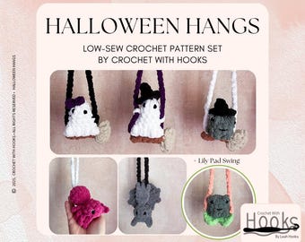 Halloween Hanging Charms Crochet Pattern Set: Ghost, Bat, Spider, Frog (Digital Download)