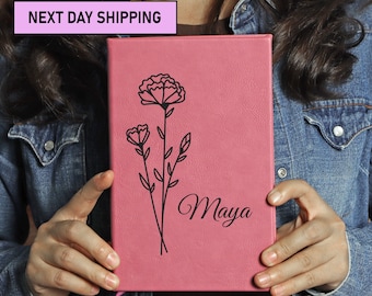 Birth Flower Name Journal, Gratitude Journal, Personalized Journal, Prayer Journal, Journal Personalized, Self Care Journal Wellness Journal
