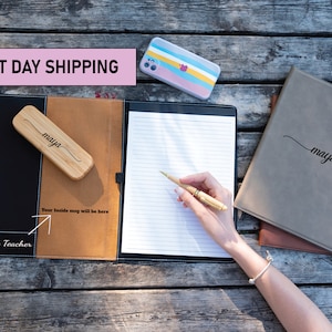 Set de regalo Portafolio + Estuche + Bolígrafo, Set de regalo personalizado, Portafolio recargable, Estuche + Set de bolígrafo ejecutivo, Regalo para él, Día de San Valentín