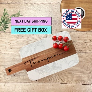 Personalized Marble Wood Charcuterie Cheese Serving Board, Bridal Shower Gift, Wedding Gift, Engagement Gift, Birthday Gift, Thank You Gift
