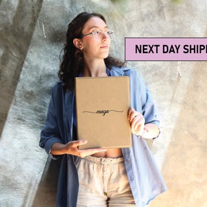 Monogrammed Vegan Leather Portfolio: Personalized Padfolio with Notepad
