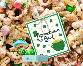 St Patricks Day Printable Leprechaun Bait Tag, Shamrock Tag, Treat Bag Tag, St Patricks Day Gift, St Patty's Treat