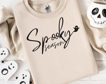 スプーキーシーズンSVG PNG、ハロウィンシャツSVG Cricut Silhouette、トレンディなスプーキーシーズンスウェットシャツカットファイルデジタルダウンロード