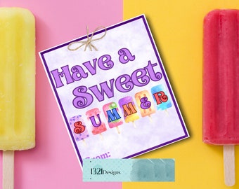 Summer gift tag - Printable - Sweet Summer - Class gift tag - School gift tag - End of School Gift
