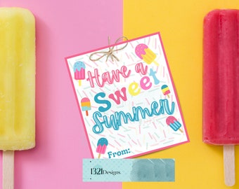 Summer gift tag - Printable - Sweet Summer - Class gift tag - School gift tag - End of School Gift