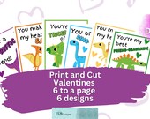 Dinosaur Valentine's Cards Printable Digital Download Preschool Valentines Student Valentines Daycare Valentines T-Rex Valentines