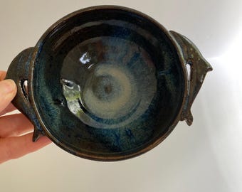 Quaich - Ocean blue ceramic handmade Scottish loving cup is the perfect wedding, civil partnership, christenings or friendship gift