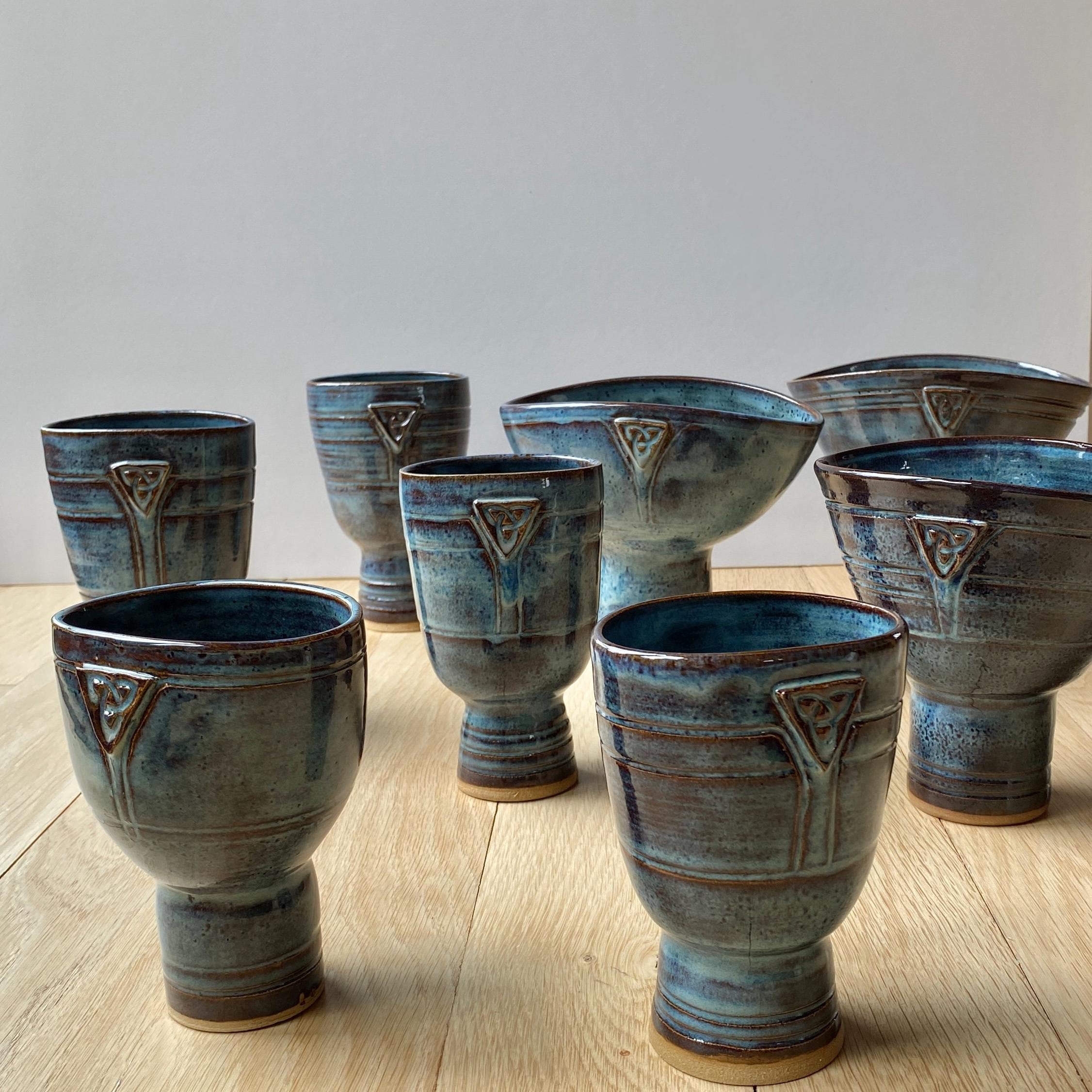 Highland fling - Small celtic motif pedestal vase, housewarming gift, wedding gift. Beautiful contemporary design pottery vase