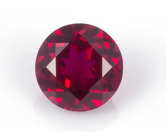 Lab Created Ruby Corundum Pigeon Blood Round Faceted AAA Loose Gemstones, July Birthstones (2mm - 15mm)