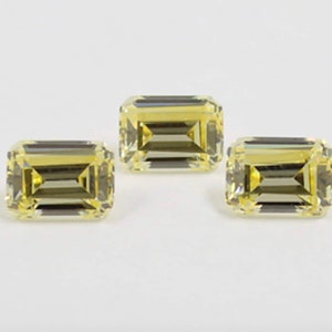 Canary Gelbe CZ Diamant Steine, Smaragd Step-Cut Zirkonia Kristall Diamant Steine 6A, Luxus Schmuck (6 x 4 mm - 20 x 15 mm)