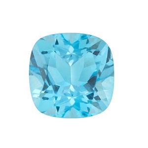 Natural Genuine Swiss Blue Topaz Cushion Faceted Loose Stones, December Birthstone, Jewelry Makings, Semi-Precious Stones (5x5mm - 10x10mm)