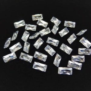 Cubic Zirconia Baguette Faceted White Color CZ AA+ Loose Gemstones for Luxury Jewelry Makings (3x2mm - 14x10mm)