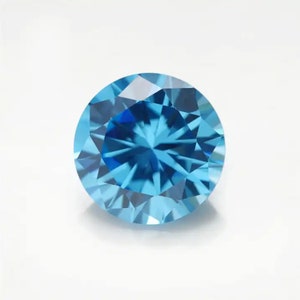Cubic Zirconia Aquamarine Round Faceted AAA Loose Gemstones, CZ Luxury Jewelry Makings (1mm - 15mm)
