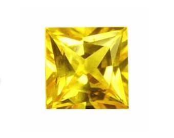 Zafiro amarillo de corindón princesa, piedras preciosas sueltas facetadas, creadas en laboratorio, para joyería de lujo, piedras de nacimiento de septiembre (2 x 2 mm - 15 x 15 mm)