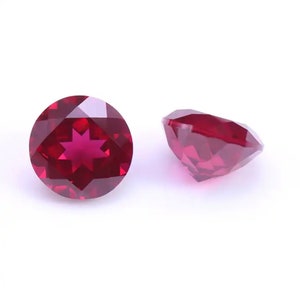 Loose Round Faceted Ruby Corundum Gemstones, Lab Created Loose Round Faceted Ruby Corundum Gemstones, Lab Created